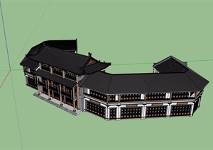 古典中式风格详细整体的商业楼SU(草图大师)模型
