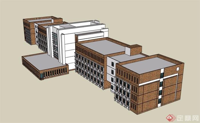 某现代风格五层教学楼建筑su模型