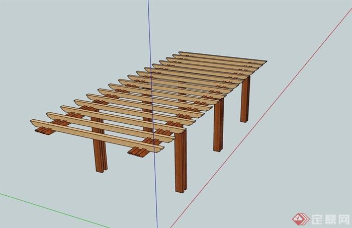 现代防腐木廊架设计su模型