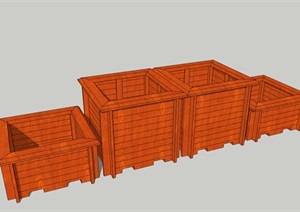 防腐木花盆花坛花池树池组合花箱024外观方案设计su模型[草图大师SU模型，原创]