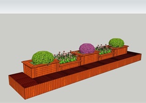 防腐木花盆花坛花池树池组合花箱027外观方案设计su模型[草图大师SU模型，原创]