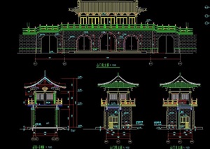 古典中式山门建筑设计cad施工图