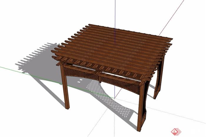 新中式木质亭子设计su模型