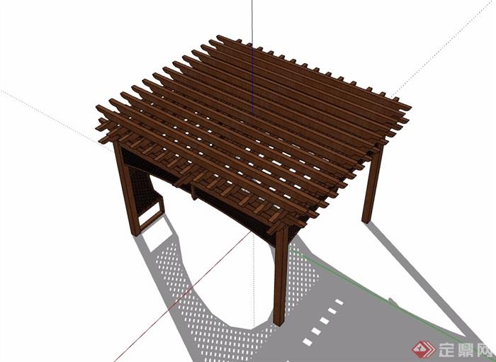 新中式木质亭子设计su模型