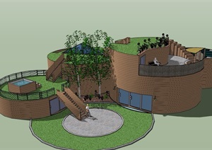 某屋顶庭院花园简单模型