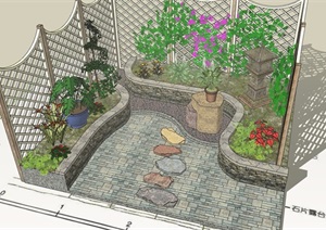 日式风格小型庭院花园SU(草图大师)模型