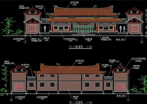 某古典中式风格两层寺庙cad施工图