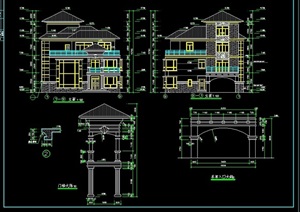 两套仿古别墅建筑cad施工图