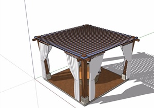 中式庭院休闲亭设计SU(草图大师)模型