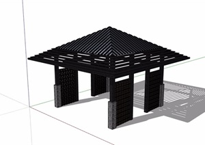 中式经典详细的亭子SU(草图大师)模型