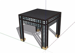 中式玻璃景观亭设计SU(草图大师)模型