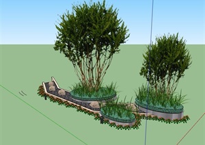 园林景观独特种植树池SU(草图大师)模型