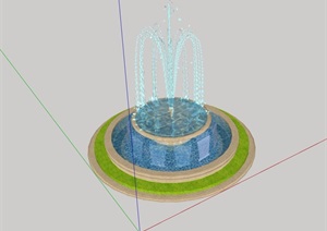 圆形水钵喷泉设计SU(草图大师)模型