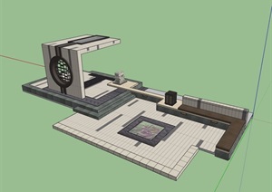 中式独特造型的亭子SU(草图大师)模型