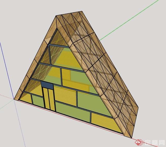 简约三角形景观塔设计su模型