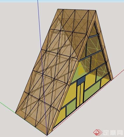 简约三角形景观塔设计su模型