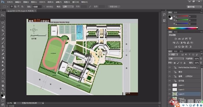 某学校整体校园规划设计平面图psd格式