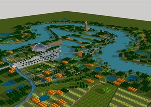 现代湿地公园详细设计SU(草图大师)模型