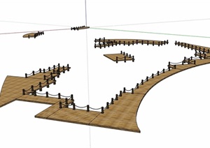 木质栈道桥设计SU(草图大师)模型