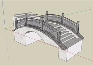 中式拱桥详细设计SU(草图大师)模型