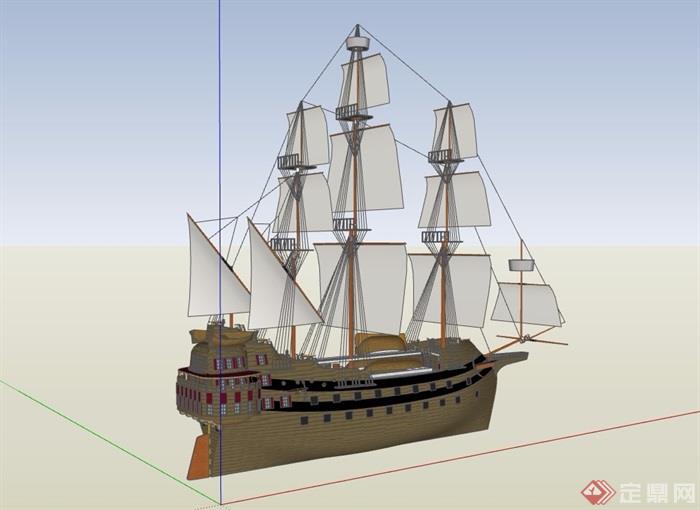 帆船海盗船设计su模型