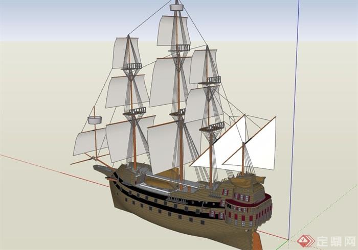帆船海盗船设计su模型