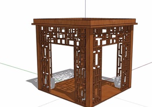 新中式木质详细亭子SU(草图大师)模型