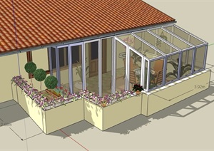 某欧式风格阳台花园景观设计SU(草图大师)模型