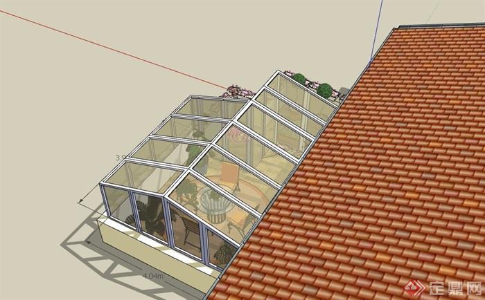 某欧式风格阳台花园景观设计su模型