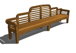防腐木公园椅欧式木椅户外公园椅家具10su模型[草图大师SU模型，原创]