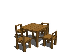防腐木桌椅户外家具木椅木座凳公园椅40su模型[草图大师SU模型，原创]