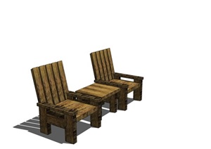 防腐木桌椅户外家具木椅木座凳公园椅43su模型[草图大师SU模型，原创]