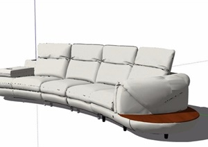 简约弧线多人沙发设计SU(草图大师)模型