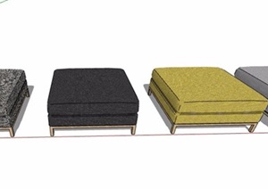 四款简约风格沙发凳脚凳设计SU(草图大师)模型