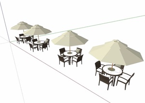 详细完整的伞桌椅素材设计SU(草图大师)模型
