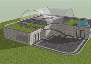 单层休闲度假别墅设计SU(草图大师)模型