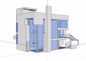 三层无材质贴图住宅别墅SU(草图大师)模型