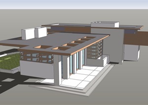 现代单层私人住宅详细别墅SU(草图大师)模型