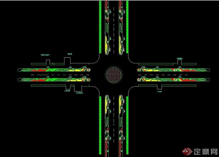 某详细城市道路绿化cad平面图