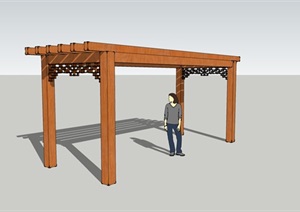 花架17木长廊廊架廊亭葡萄架su模型[草图大师SU模型]