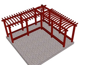 花架40木长廊廊架木廊亭葡萄架su模型[草图大师SU模型]