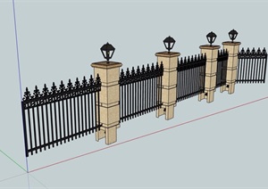 欧式铁艺栏杆围墙设计SU(草图大师)模型
