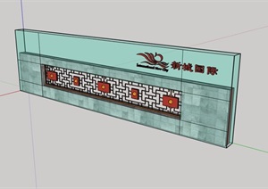 详细独特景墙设计SU(草图大师)模型