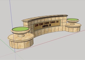 简欧标志景墙设计SU(草图大师)模型