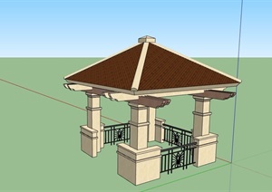 欧式整体详细完整的景观亭设计SU(草图大师)模型