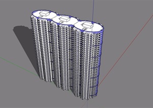 整体详细完整的高层建筑楼SU(草图大师)模型