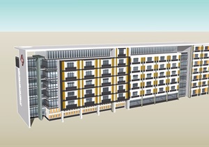 住院楼六层建筑设计SU(草图大师)模型