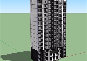 新中式风格住宅-B户型15层设计SU(草图大师)模型