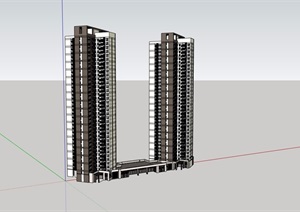 高层沿街商铺住宅 建筑楼设计SU(草图大师)模型