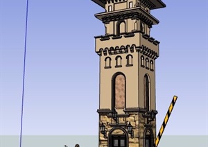 西班牙风格岗亭景观塔设计SU(草图大师)模型